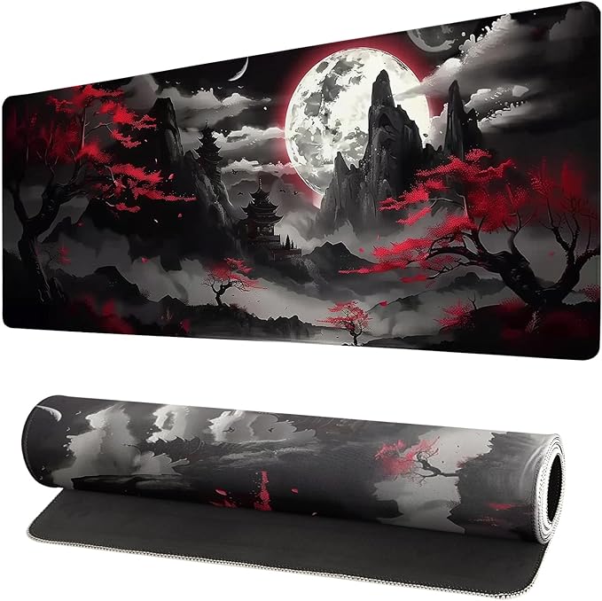 Extended Gaming Mouse Pad, Large Desk Mat XL Anime Mouse Pad Waterproof with Stitched Edges, Non-Slip Desktop Pad for Home and Office, Level Up Your 31.5x11.8 Inch (Night canyon2)