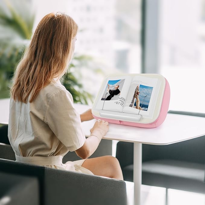 elitehood Book Stand, Comfortable Book Stand with Pillow Pad for Hand Free Reading in Bed, Bed Book Lap Holder - Minimize Neck Strain & Perfect Idea for Book Lovers in Dorm Room or Anywhere, Pink