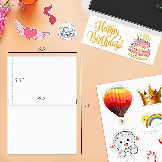 8.5" x 5.5" Half Page Self Adhesive Shipping Label, Compatible Laser & Inkjet Printers, White, 2 Labels Per Sheet(250 Sheet Total 500 Labels)