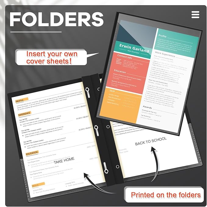 Henoyso 24 Pcs Plastic Folders with Clear Front Pocket and 3 Prong Take Home Plastic 2 Pocket Folder Back to School for Students Parent Teacher Communication for School Office (Black)