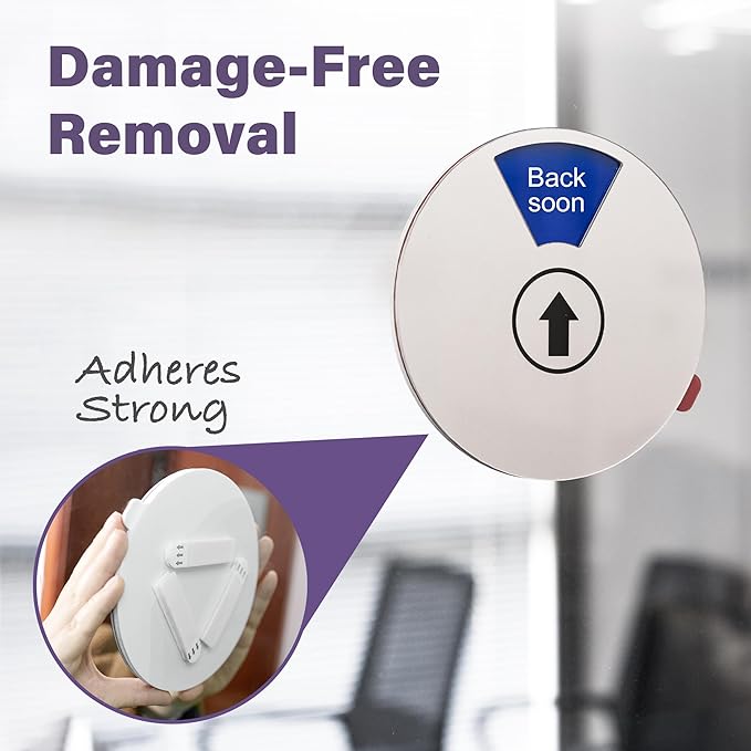 Office Door Signs, Do Not Disturb, In a Meeting, Working Remotely, Out of Office, Back Soon, Please Knock, 6 Options Privacy Wheel Sign, Business Status Indicator For Work, 6 inch Sliver 2PK