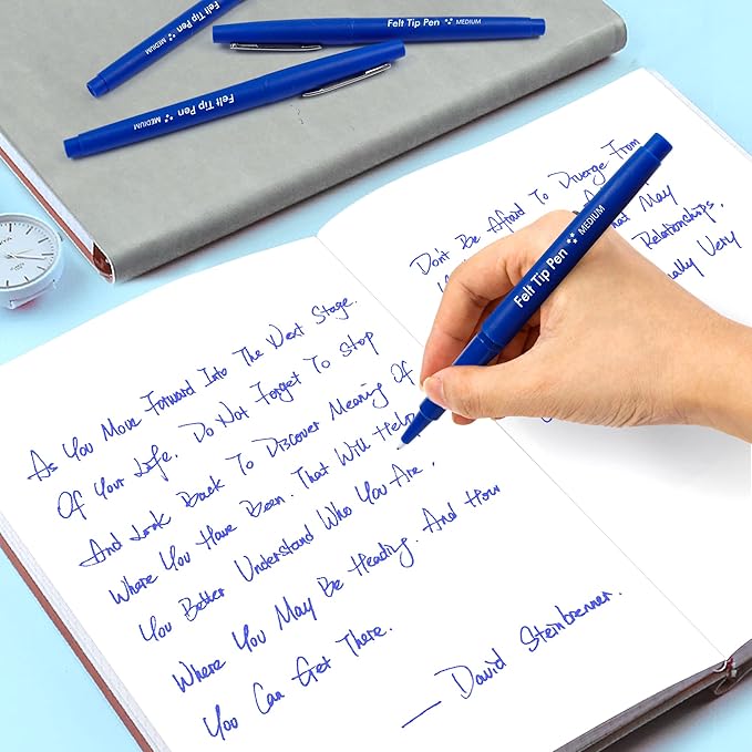 Lelix Felt Tip Pens, 30 Blue Pack, 0.7mm Medium Point, Felt Tip Markers Pens for Journaling, Writing, Note Taking, Planner, Perfect for School Office and Art Supplies
