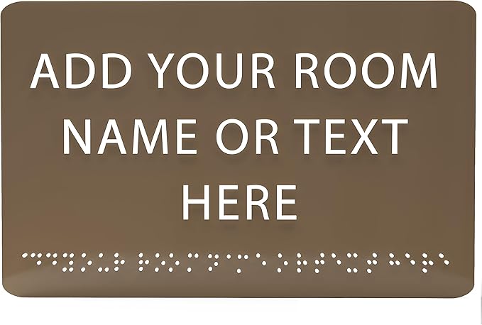 9" X6" Personalized Custom Sign - ADA Compliant Tactile Graphics Grade 2 Braille Text Acrylic Wall Signs - Add Your Room Name Text Sign for Home School Office Business Workplace