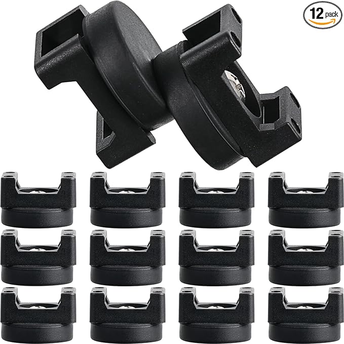 Yookeer 12 Pcs Magnetic Zip Tie Mount Base Black Magnetic Cable Clips Wire Holder Multipurpose Cable Ties Management Base Electrical Supplies for Wire (22 mm)