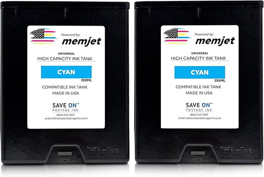 Save On Postage Ink, (2-Pack Memjet Ink Cartridge Compatible Astro 123-2413 | Memjet Ink Compatible HI-Cap Cyan Ink Tank for AstroJet M1 M2 S1 and M1DX | 2 Pack