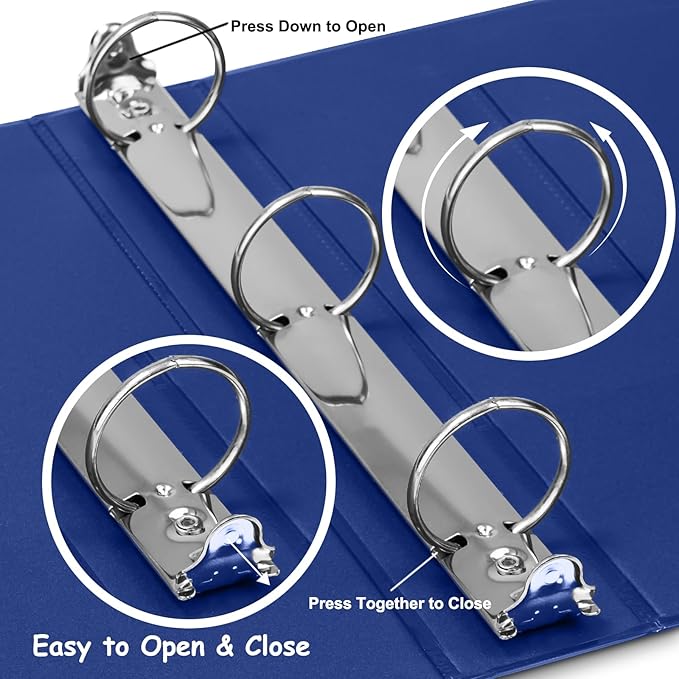 COMIX 3 Ring Binder 1.5 inch with Clear View Cover, 1.5" View Binder Holds 300 Sheets of US Letter Size Paper, 6 Pack (Dark Blue)