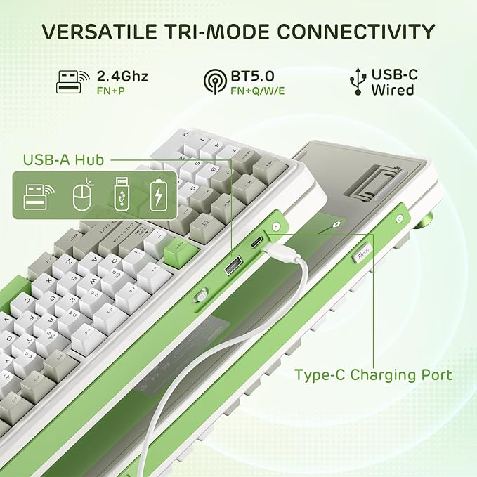 RK ROYAL KLUDGE L98 Wireless Mechanical Keyboard w/Left-Handed Southpaw Design Numpad & Hot Swappable Knob, Tri-Mode 95% Keyboard BT/2.4G/USB-C, Pro Software, Gasket Mount, Massive 8000mAh Battery