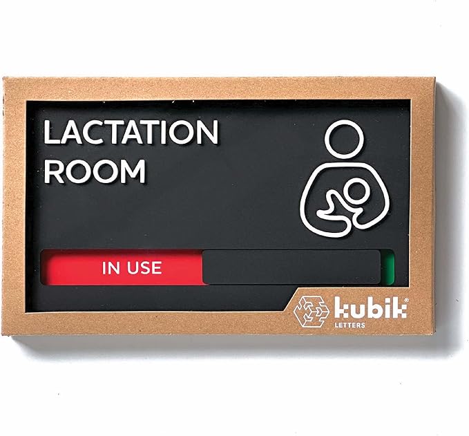 Kubik Letters Premium Lactation Room Sign with Slider for Dual Messages Room Status (AVAILABLE or IN USE)