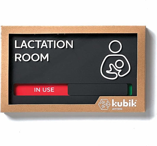 Kubik Letters Premium Lactation Room Sign with Slider for Dual Messages Room Status (AVAILABLE or IN USE)