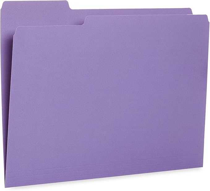 100 Blue Summit Supplies Colored File Folders Letter Size 1/3 Cut Tabs - Pastel File Folders, Colorful File Folders Multicolor, Durable 11pt Paper