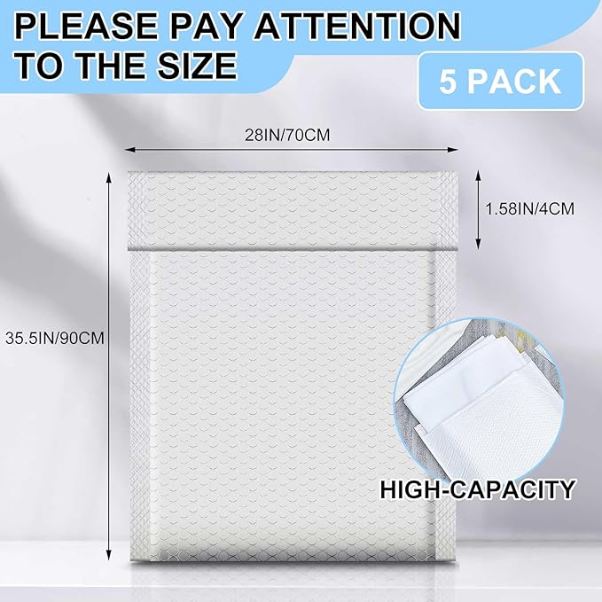 Ireer 5 Pack Extra Large Bubble Mailers 28 x 35.5" Poly Padded Envelopes Cushioned Mailing Envelopes Bubble Padded Mailers Self Adhesive Waterproof Shipping Bags for Business Gift Packaging