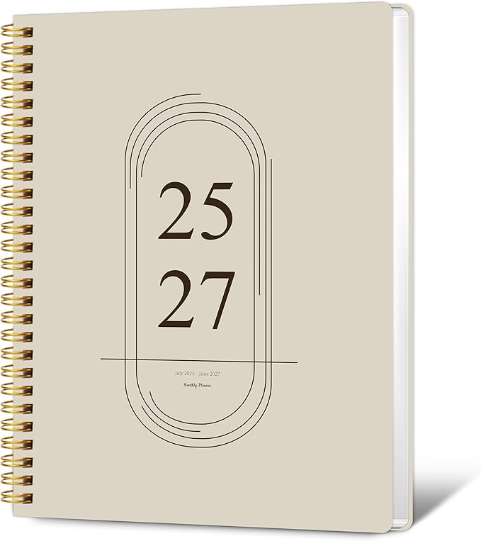 Monthly Planner 2025-2027 - 2 Year Monthly Planner Calendar 2025-2027, July 2025 - June 2027, 7.3" * 9.5", 24 Months Calendar Planner with Waterproof Cover＆Spiral Bound, for Office, School Home Planning - White