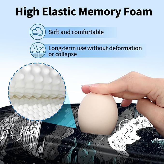 YIWEI Ergonomic Mouse Pad with Wrist Rest Support, Mousepad with Comfortable Memory Foam Wrist Rest and Non-Slip PU Base for Pain Relief, Computer, Laptop, Office, Home (Moon-2)