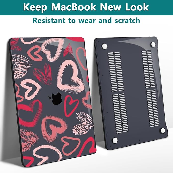 Teryeefi for MacBook Pro 13 inch Case 2025 2024 2022 2021 2019 2018 2017 2016 Release fits Model A2338 M2 M1/A2289/A2251/A2159/A1989/A1706, Design Hard Shell with Keyboard Cover Dust Plug, Heart A002