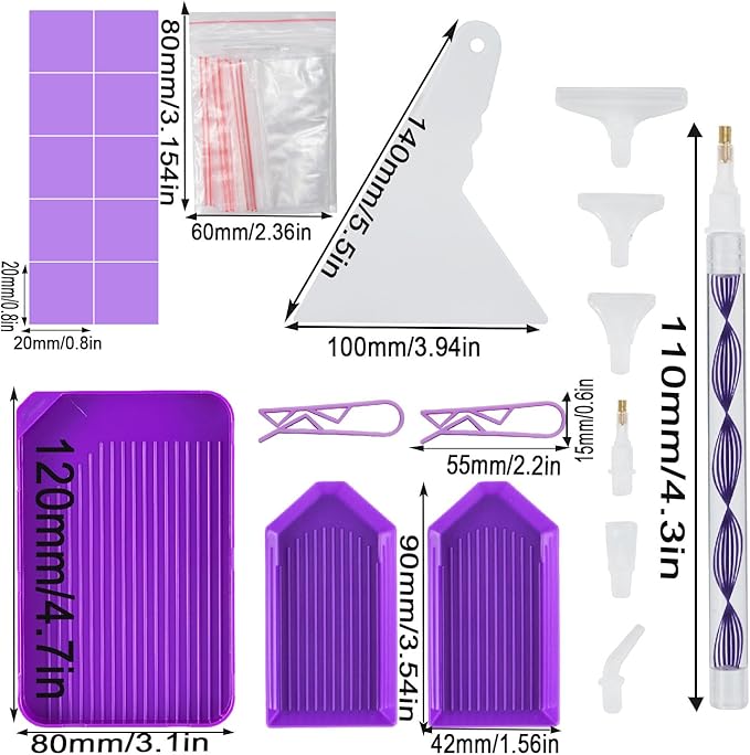 KTCLCATF DIY Diamond Painting Tools and Accessories Kits Multiple Sizes Painting Pens for Adults to Make Diamond Art Craft Tweezers Glue Diamond Correction 28 Girds Storage Box (33PCS)