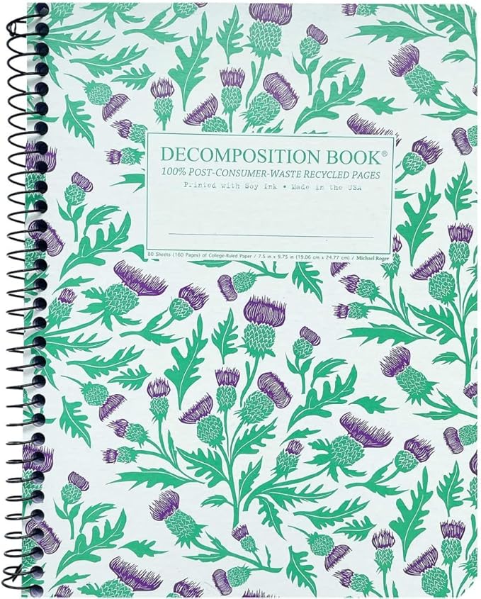Decomposition 4-Pack Flowery Bouquet College Ruled Spiral Notebook - 9.75 x 7.5 Journal with 160 Lined Pages - 100% Recycled Paper - Cute Notebooks for School Supplies, Home & Office - Made in USA