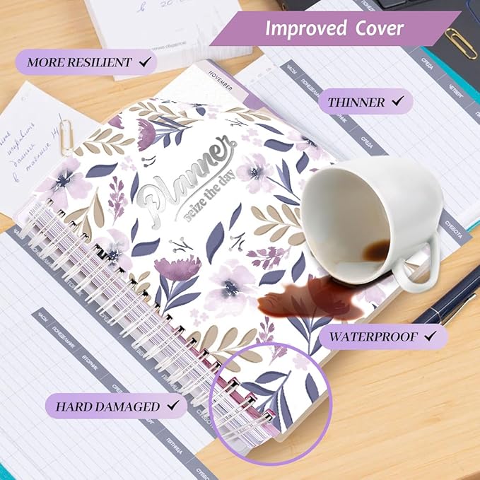 Planner 2025-2026, 18 Months Large Academic Daily Weekly Monthly Planner Organizer, July. 2025 - Dec. 2026, 8.5x9.8" Agenda with Page Tabs, Separator Page, Pocket Folder, Bookmark, Stickers & Sticky Note Set