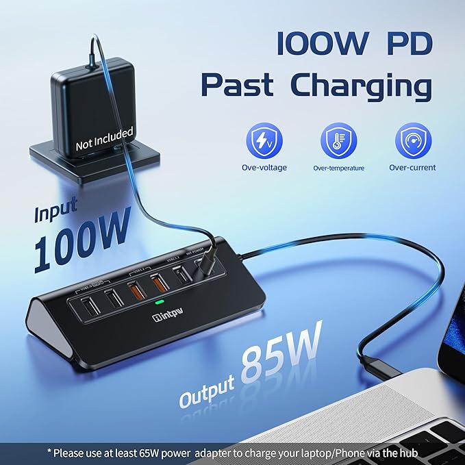 USB C Hub Ethernet, 10Gbps USB C Docking Station 10-in-1 with 4K@60Hz HDMI, Type-C & 2 USB A 3.2 Data, LAN, 2 USB A 2.0, PD 100W, SD/TF Ports, Powered USB Hub for Laptop, PC, iPhone 16/15, Mac