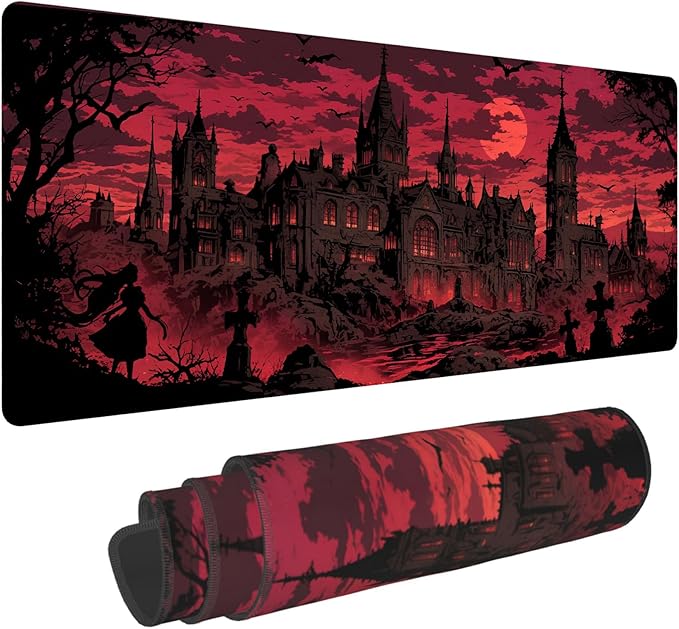 Gothic Desk Mat Large Gaming Mouse Pad Gothic Extended Mousepad Big in Laptop Computer Mouse Keyboard Mat for Office Desk Decor 31.5x12 in