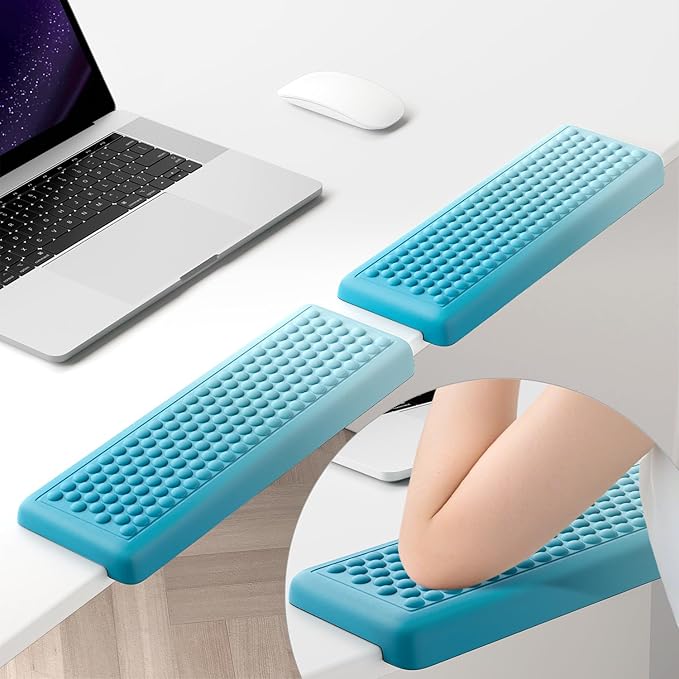 Hsurbtra L-Shaped Desk Elbow Pad, 2-Piece Soft Memory Foam Elbow Support Padding with Non-Slip Rubber Base, Ergonomic Desk Edge Cushion Wrist Rest for Office, Home, Work, Gaming, Mint Green