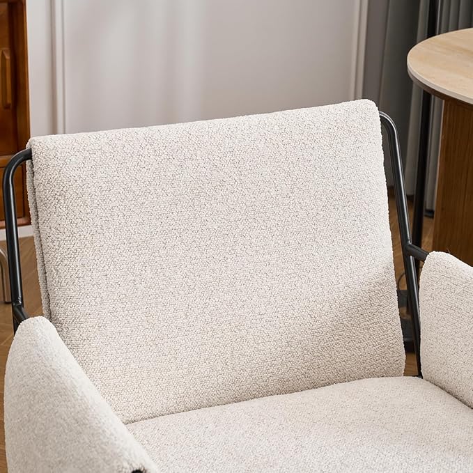 Kidol & Shellder Office Desk Chair with Arm, Swivel Adjustable Height with Wheels Comfortable Wide Seat for Home Office, Bedroom, Makeup Room, Beige