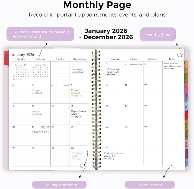 SKYDUE 2026 Appointment Book, 8.5" x 11", Hourly Planner with 15 & 30-Minute Increments, Weekly & Monthly Planner for January - December 2026, Perfect for Daily Planning Purple