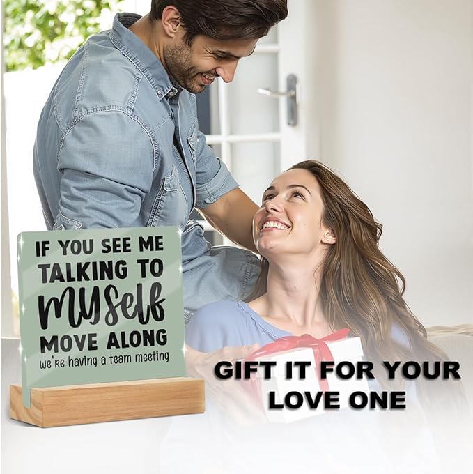 Funny Office Desk Decor Acrylic Sign Plaque 4x4 Inch, Humorous Decorative Desk Accessories for Office Table Shelf Desktop Cubicle Decor, Gag Gifts for Women Men Coworkers Boss