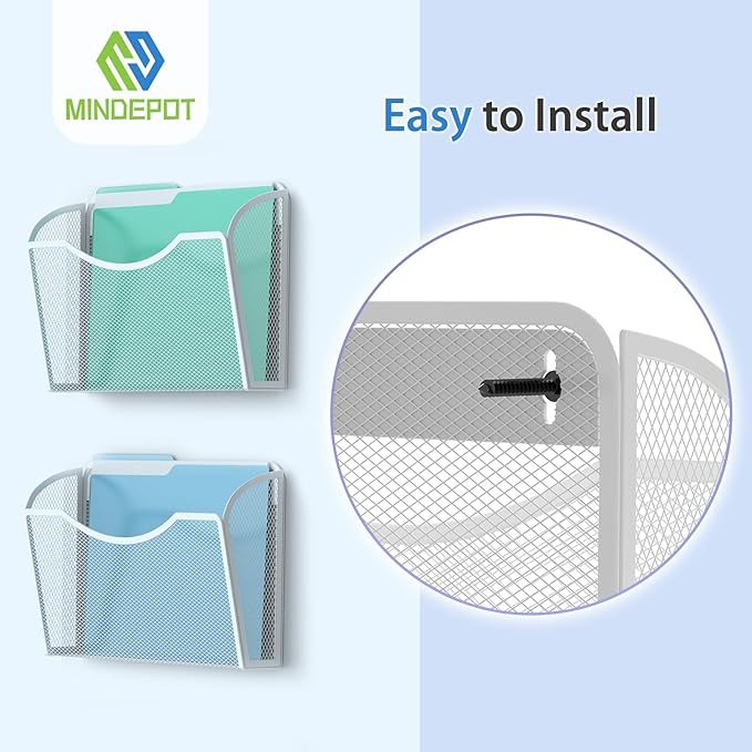 Wall File Organizer,Hanging Wall Mounted File Folder Binder Holder Mail Organizer for Office,Home and School Supplies