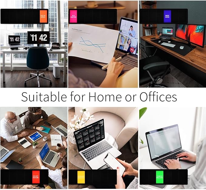 Kichwit Office Door Sign, Do Not Disturb, Out of Office, Come in Welcome, Working Remotely, In a Meeting, Back Soon, Privacy Sign for Offices or Home, 9.8" x 3.2", Black