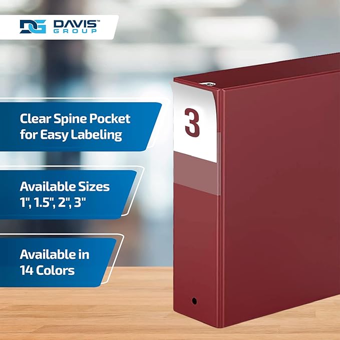 Premium Economy 6-Pack 3-Ring Binders for School or Office, Round-Ring Binders, 3 Inch, Burgundy