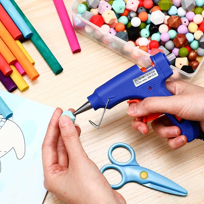 Zhengmy 6 Pieces Mini Hot Glue Gun Crafts Hot Melt Guns Fast Preheating and Easy Squeeze Trigger for School DIY Arts Class Projects Office Home Quick Repairs (Blue)