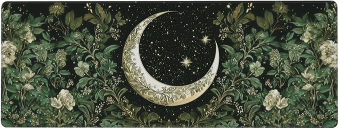 Moon Mouse Pad 31.5 X 11.8 Inch Big Desk Rubber Base Stitched Edges Keyboard Pad XXL Mouse Mat for Home Game and Office