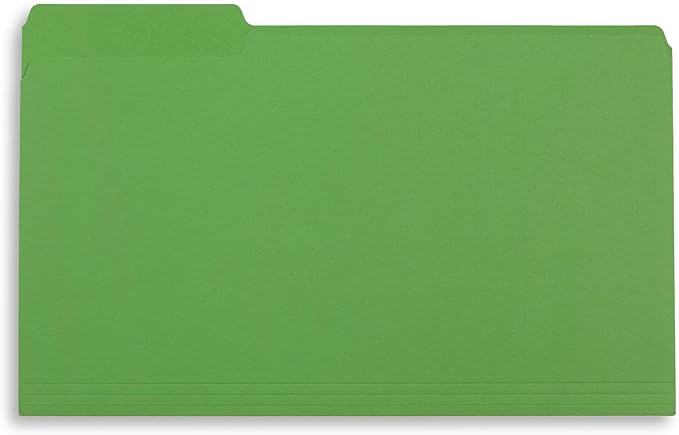 Blue Summit Supplies Green Legal File Folders, 1/3 Cut Tab, Legal Size, Great for Organizing and Easy File Storage, 100 Per Box