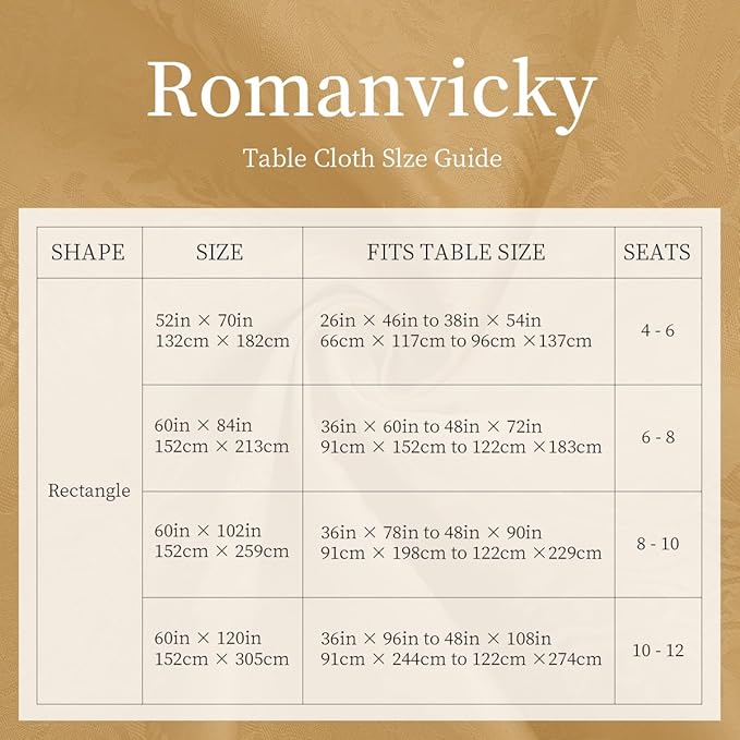 Romanvicky Christmas Jacquard Tablecloth Gold Flower Pattern Rectangle Table Cloth Spill Proof Wrinkle Resistant Polyester Table Cover for Party, Kitchen, Thanksgiving Decoration, 52 x 70 Inch