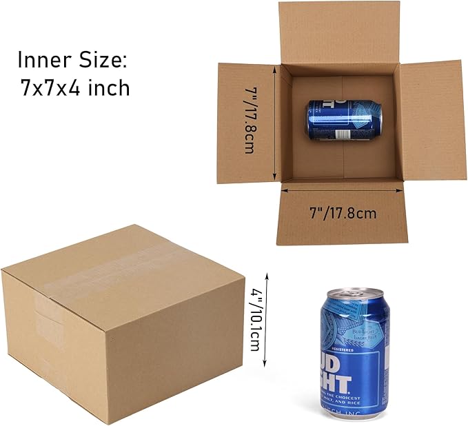 CRUGLA 40 Packs 7x7x4 Shipping Boxes for Small Business, Corrugated Cardboard Boxes Bulk for Shipping Packing Mailing