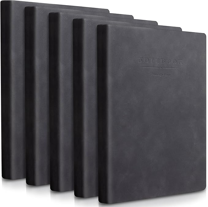 SATINIOR 5 Pack A4 Notebooks Large Journal 360 Pages Leather Softcover Hardcover Notebooks Thick Paper Lined Notepad for Office School Business Note Taking Writing, 8.5'' x 11''(Black)