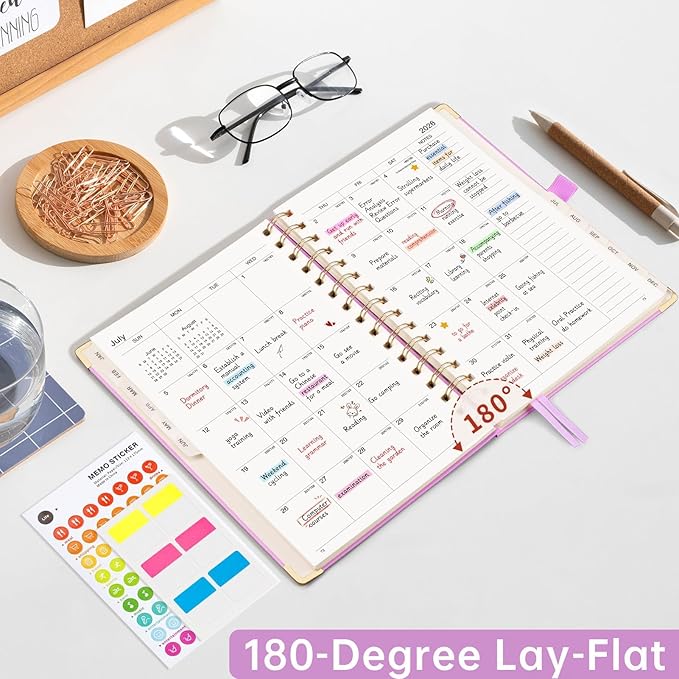 2026 Planner, Weekly and Monthly, A5 Size (5.7" x 8.3"), Jan 2026 - Dec 2026, Calendar, To-do List, Agenda, 12-Month Tabs, Hardcover, 100 GSM Thick Paper, Spiral-bound (Purple)