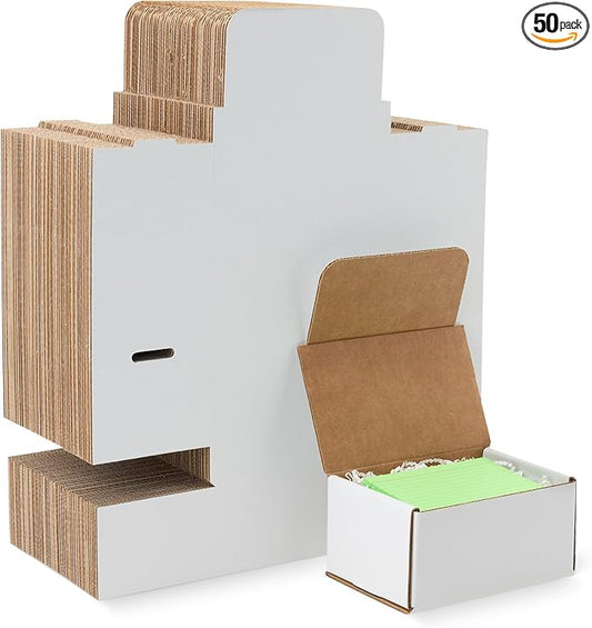 Amazon Basics Cardboard Shipping Boxes, Mailer Boxes, 50 Pack, White, 6" x 4" x 3"