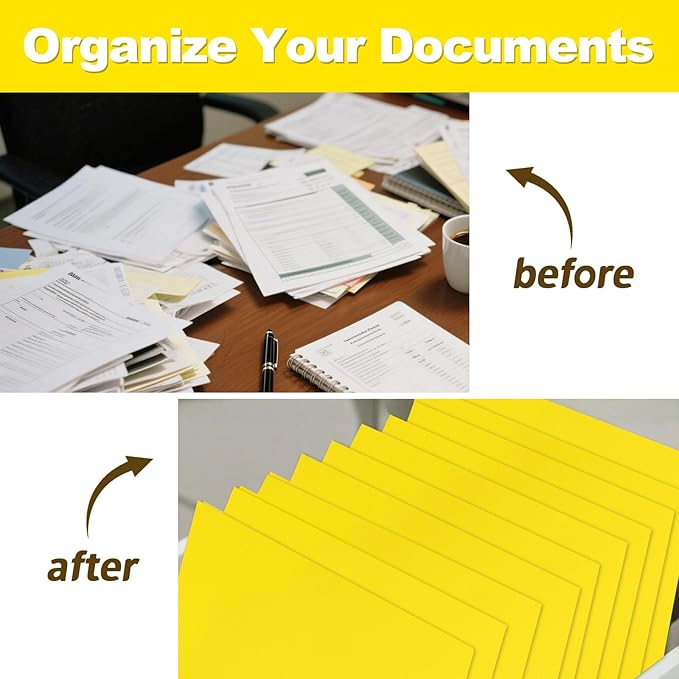 60 Pack Paper Pocket Folders, 2 Pocket Folders, Letter Size, Yellow