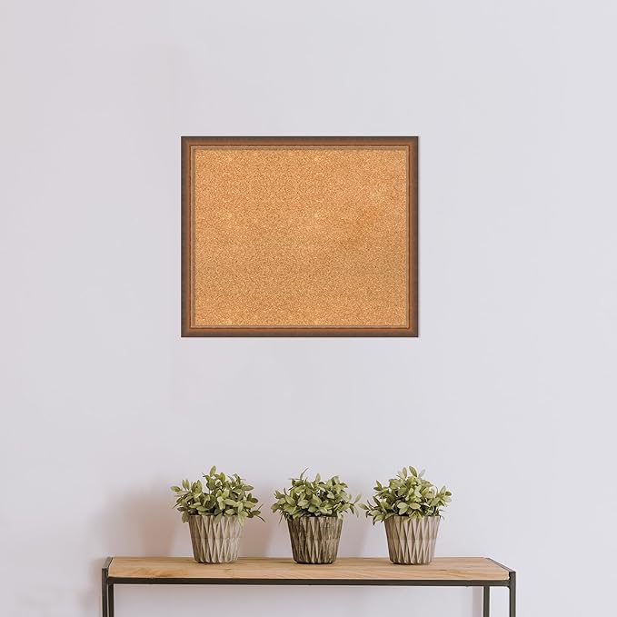 Amanti Art Natural Cork Board for Wall, 22x26 Vision Board with Bronze Frame, Medium Corkboard Office Decor for Home Organization, Modern Corkboard Pinboard to Display Items for Home Organization in
