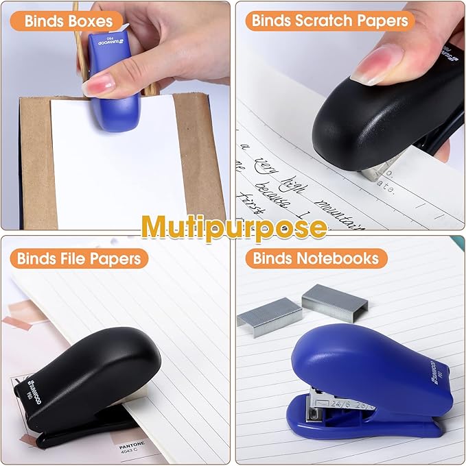 9PCS Mini Stapler with 4320 Standard Staples - Portable Small Stapler, 25 Sheet Capacity, Cute Compact Travel Size for Student Office School Home, 3 Colors