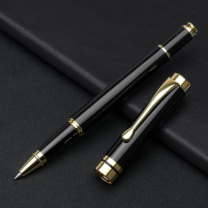 YIVONKA Luxury Ballpoint Pens Best Ball Pen Gift Set for Men & Women Professional Executive Office Nice BallPens Classy Gift Box Ballpoint Black Refill Line width 0.5mm (Black Gold)