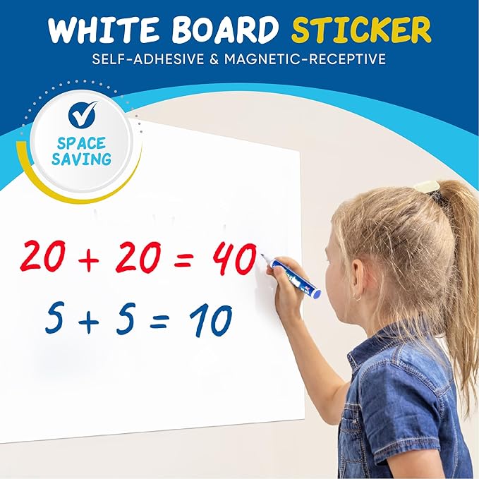 YOUNGJQ Magnetic Whiteboard Contact Paper 39" x 18" Adhesive Magnetic Dry Erase White Board Sticker for Wall, Peel and Stick Wallpaper, Easy to Write and Clean for Playroom Office