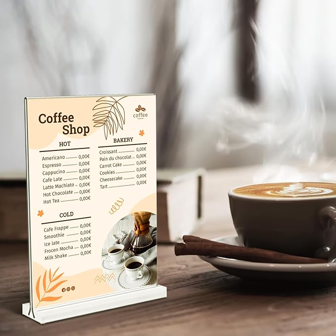 TONICE Acrylic Sign Holder 5 x 7 inch 6 Pack Double-Sided Plastic Sign Holder Stand Vertical Display Table Top Sign Holder for Office, Restaurants, Store, Wedding, Party