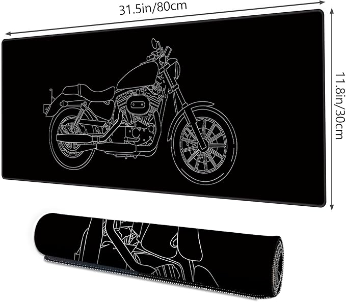 Galdas Gaming Mouse Pad XXL XL Large Long Extended Big Mousepad Non-Slip Rubber Keyboard Mouse Pad with Stitched Edges for Laptop Home Office (31.5x11.8x0.08 Inch) … (Motor)