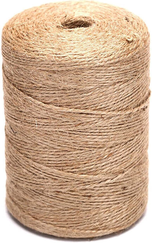 1100 Ft Natural Jute Twine String 2mm 3ply Thin Ribbon Hemp Twine for Craft Plant Gift Wrapping Christmas Handmade Arts Decoration Packing String Bulk (1100 Ft (330M))