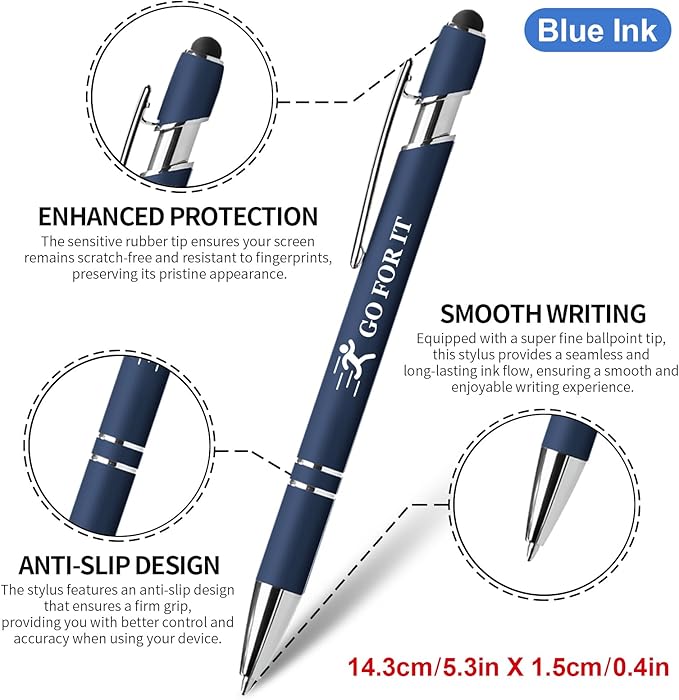 Inspiring Pen Set - 12 Inspirational Quote Ballpoint Pens with 12 Refills, Blue Ink - Motivational Gifts for Office & School | Encouragement Gifts for Men & Women, Deepblue