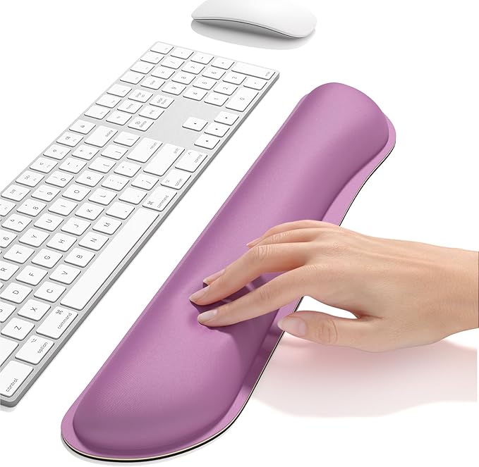 Dapesuom Enlarge Keyboard Wrist Rest, Memory Foam Keyboard Wrist Cushion for Computer Desk Mats Support, Pain Relief Ergonomic Mouse Pad Rests with Non-Slip Base for Gaming, Laptop, Radiant Orchid
