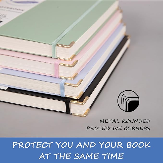 Spiral Notebook, Hardcover B5 College Ruled Notebooks, 300 Pages Notebooks for Work and School, 110 GSM Thick Papers Journals for Writing, Office Supplies for Women and Men Green B5