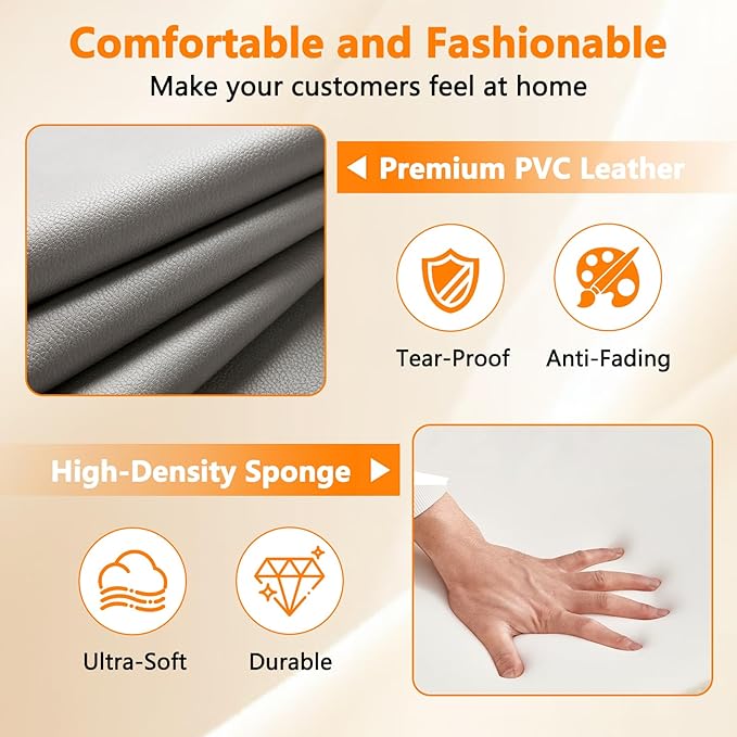 CLATINA Waiting Room Guest Chair with Bonded Leather Padded Arm Rest for Office Reception and Conference Desk (Grey 1 Pack)